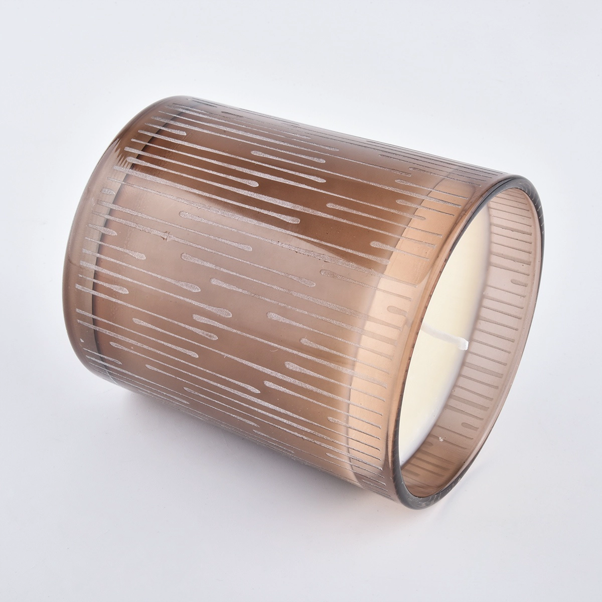 Wholesale glass candle jars with sand surface