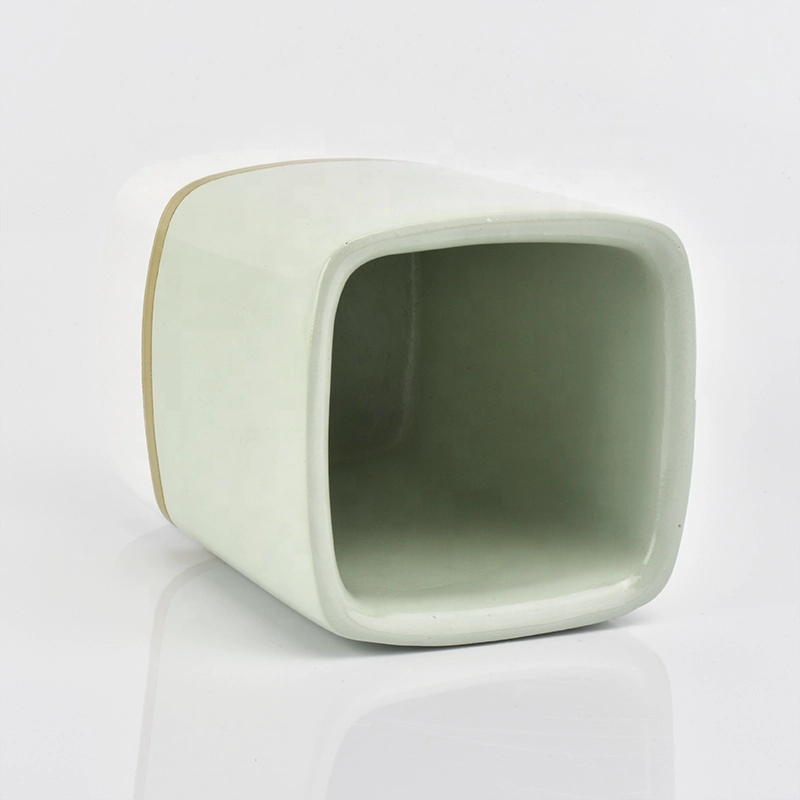 home decor green color concrete candle jars