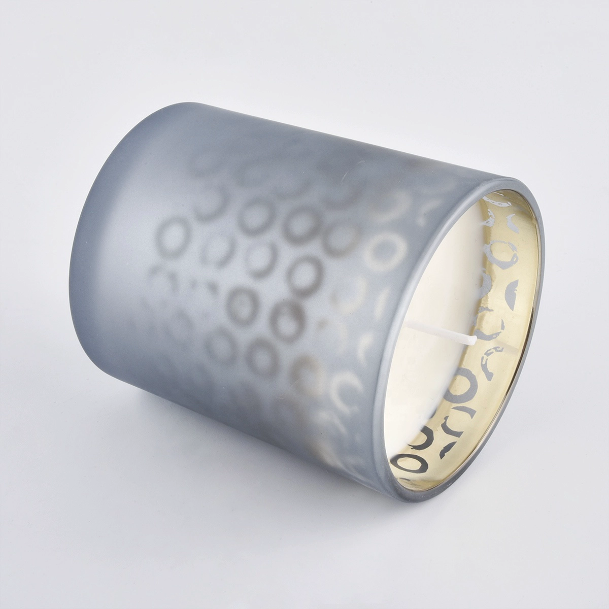 frosted glass candle containers with gold color