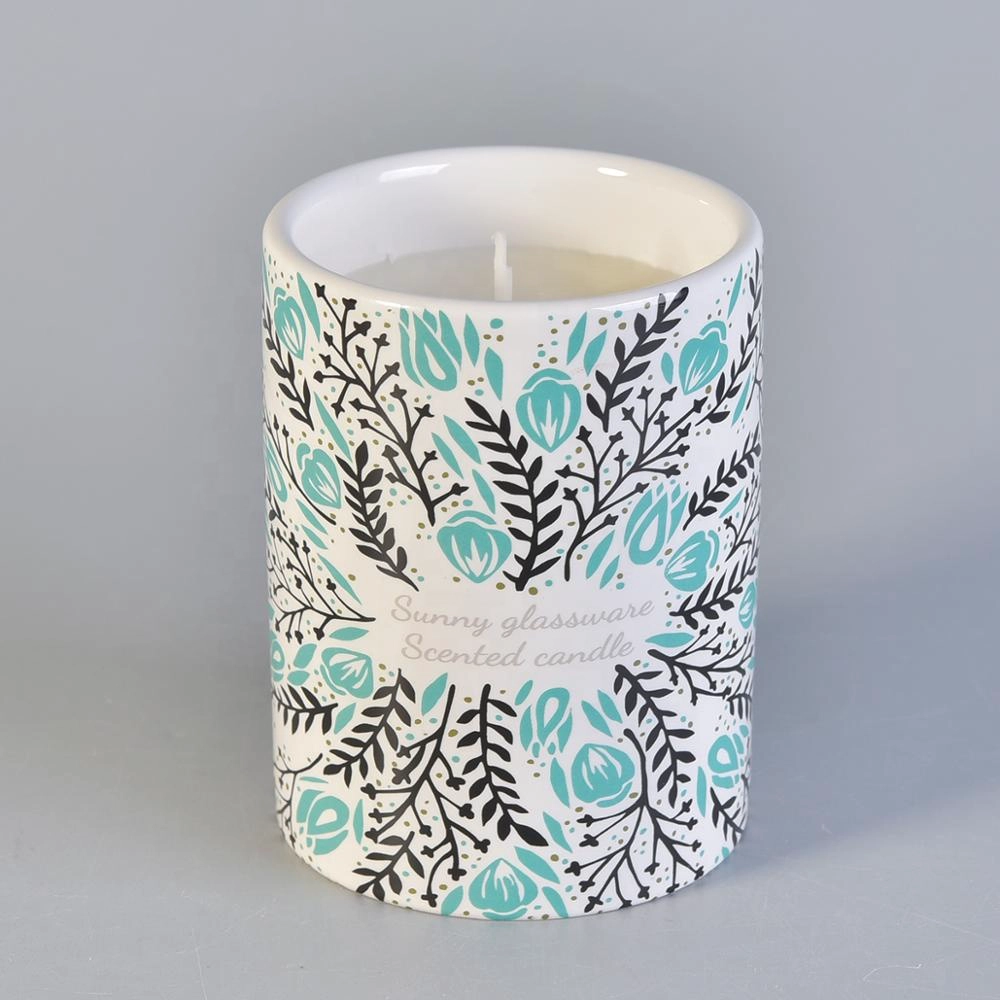 Sunny own design ceramic candle holder with decal printing