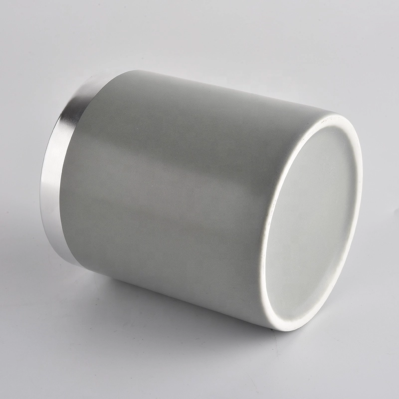Blown color ceramic candle holder with gold rim