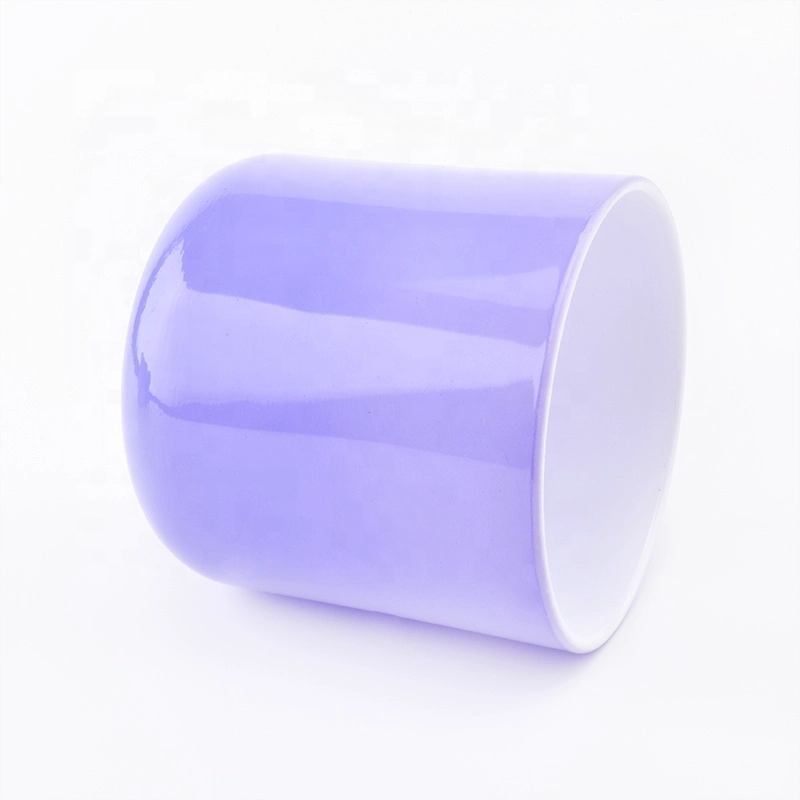 luxury 13oz purple round bottom ceramic candle jars