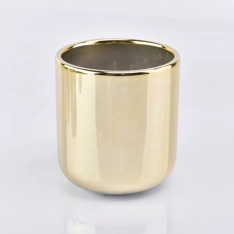 Electroplating gold color on ceramic candle holders