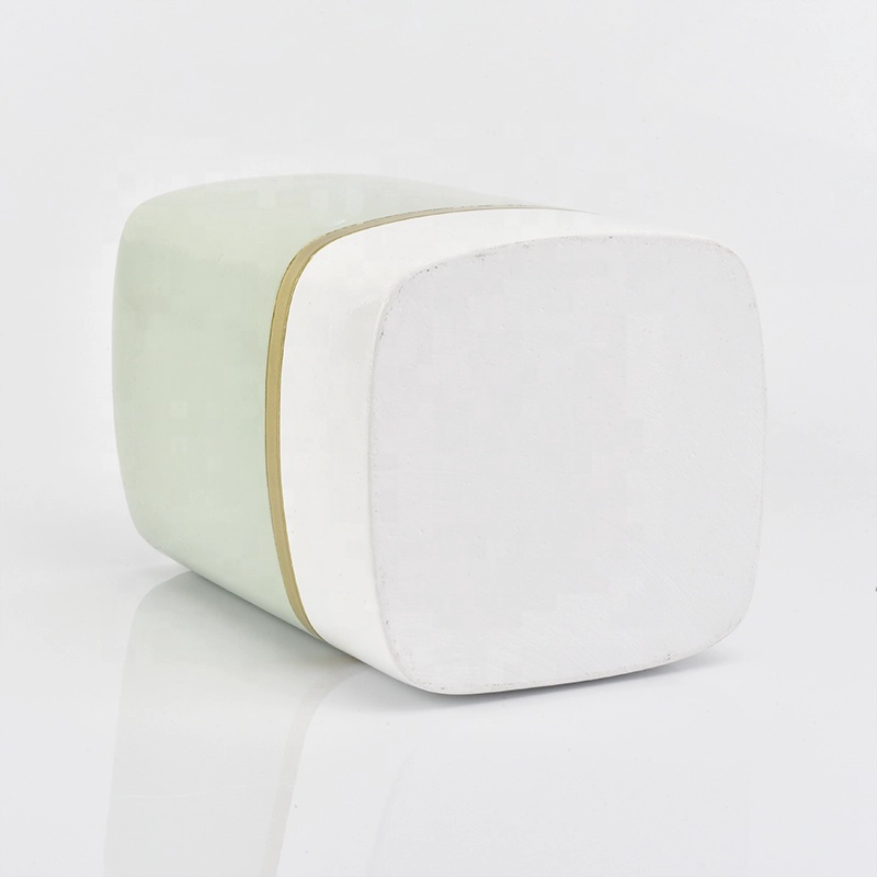 home decor green color concrete candle jars