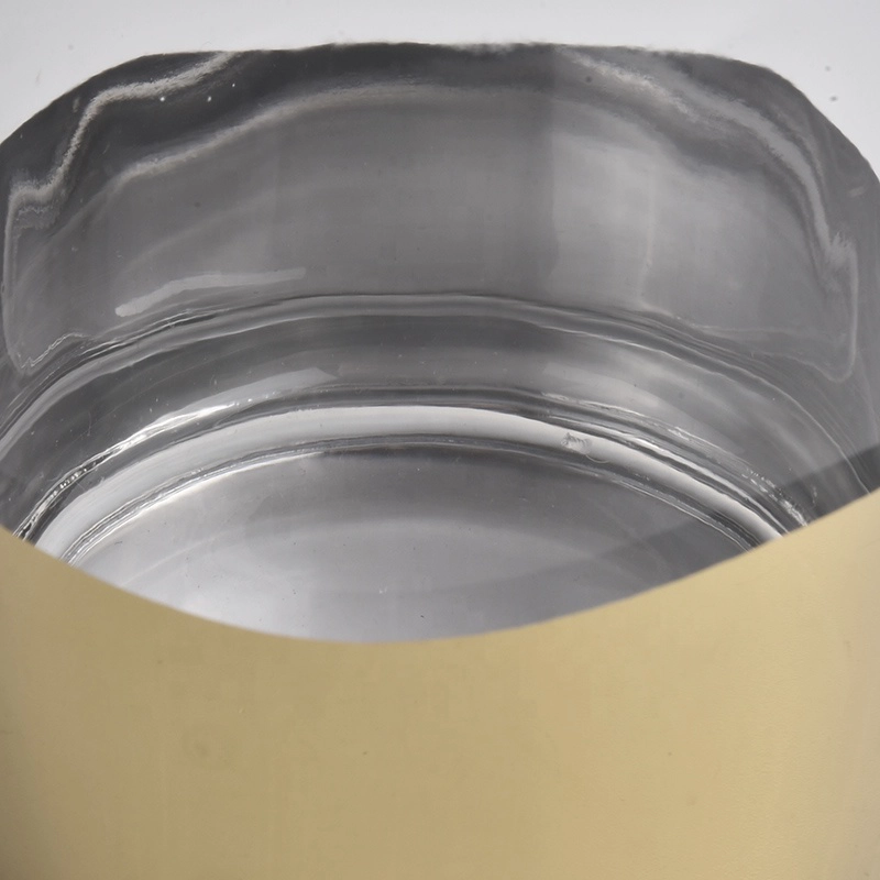 Gold decal on the candle holder glass