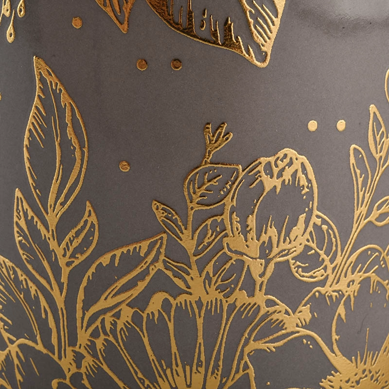 14oz ceramic candle container with gold decal printing