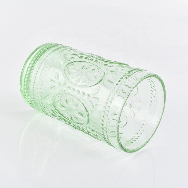 Luxury green emboss Glass bathroom accessories four sets