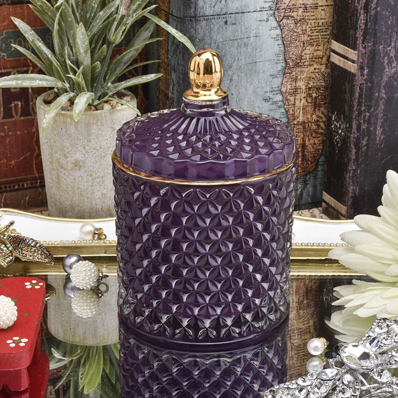 Cylinder scented glass candle holders with lid wholesales