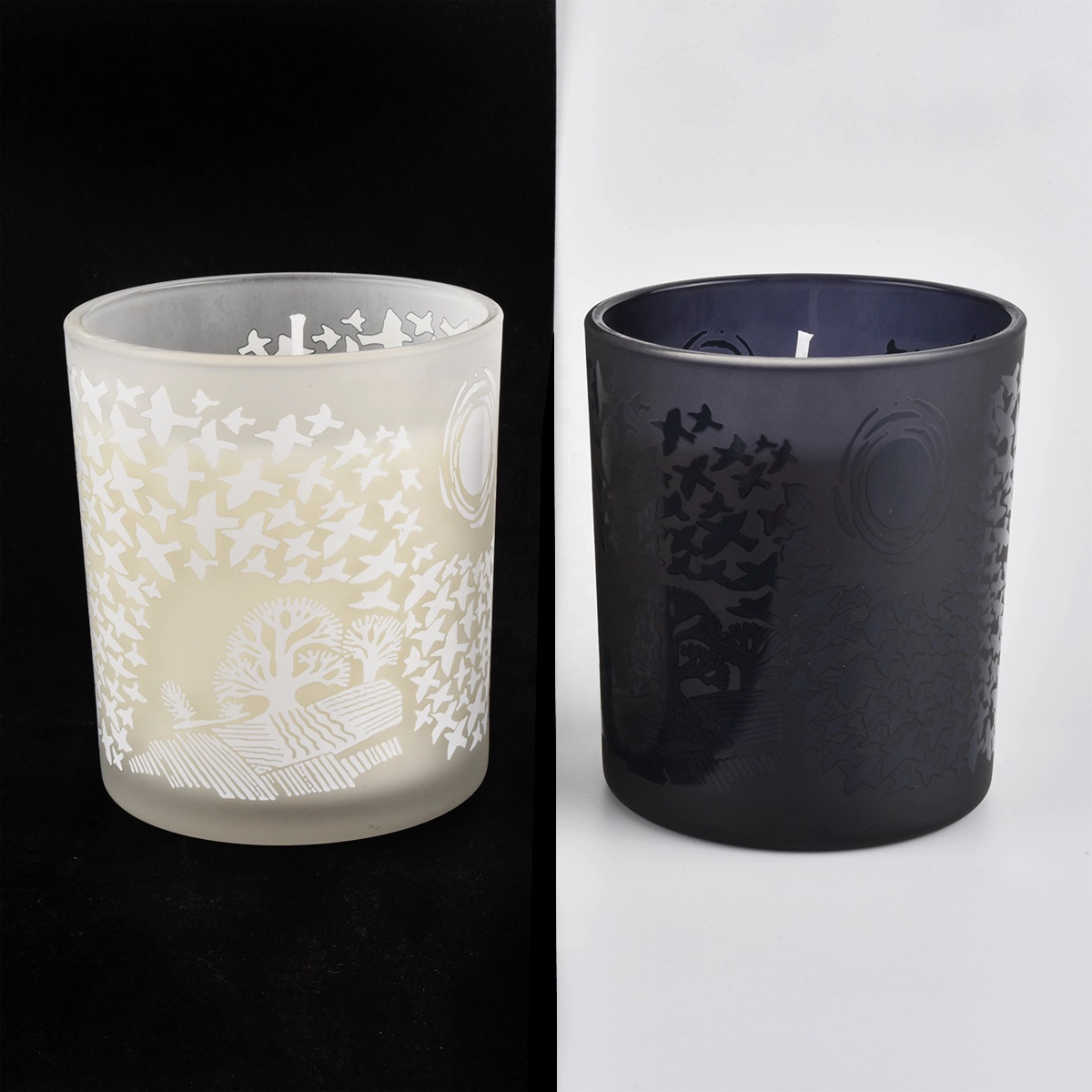 white frosted glass candle jars for home decoration