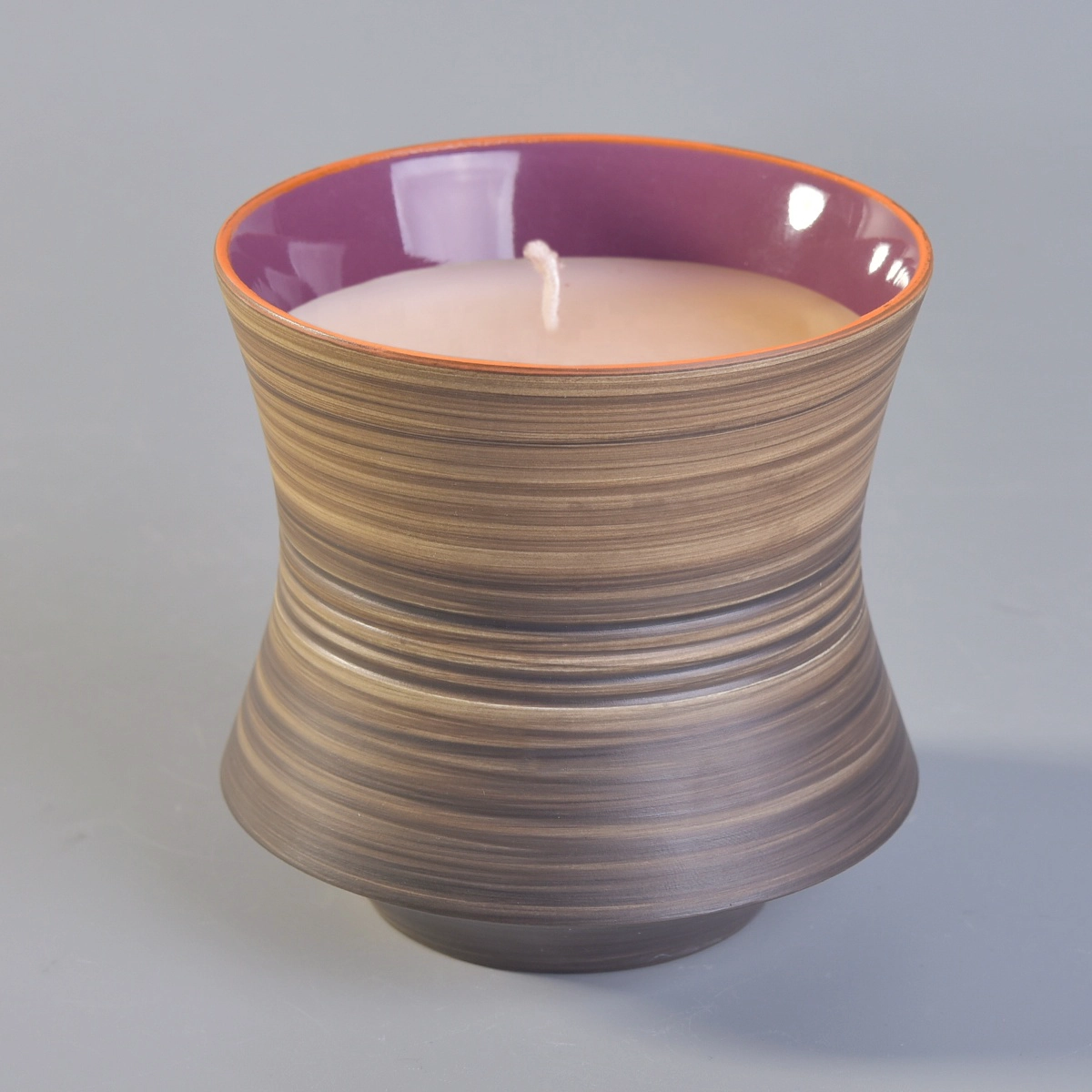 Hot sales brown vintage empty handmade candle ceramic holders 8oz 10oz 12oz