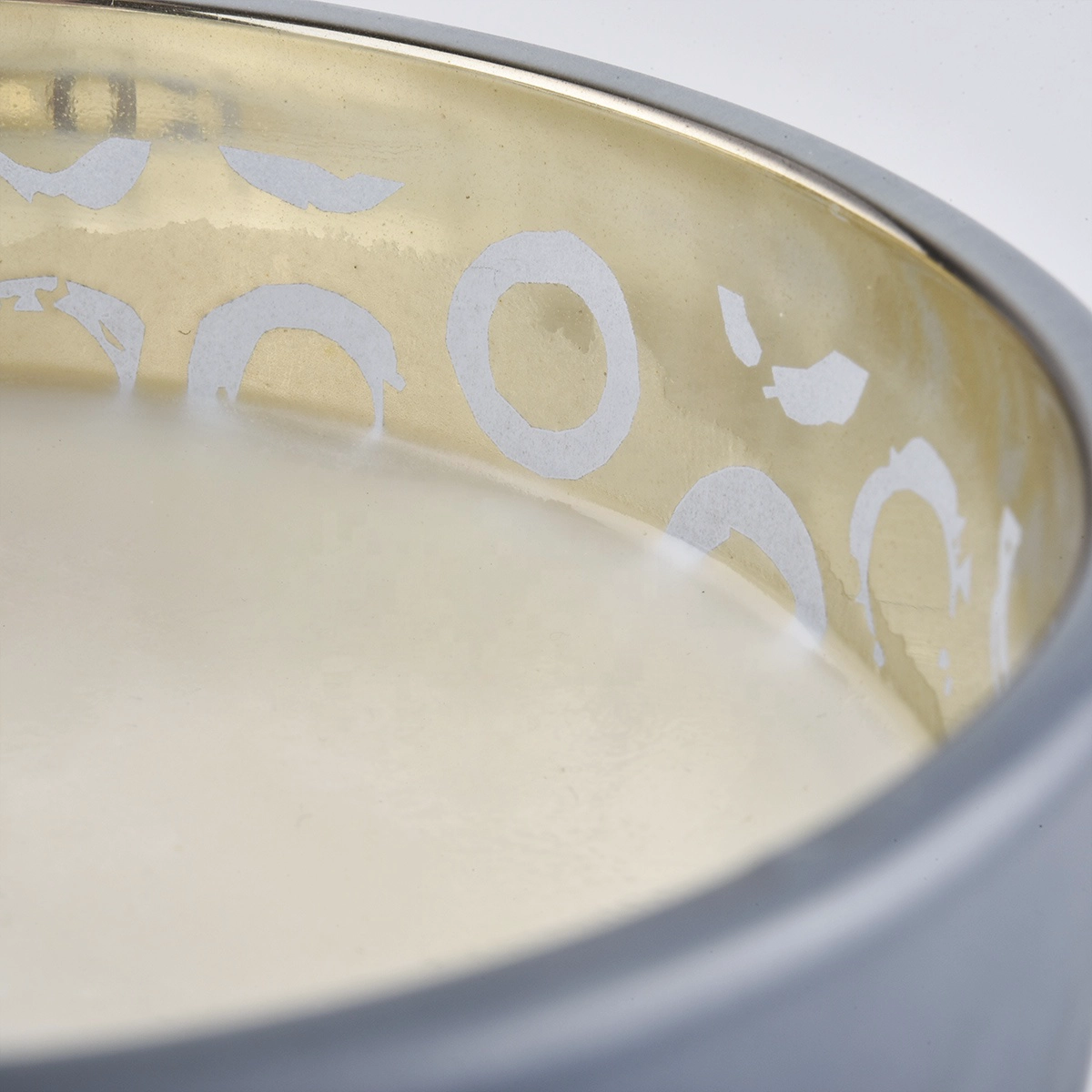 frosted glass candle containers with gold color