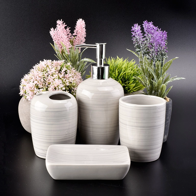 glazing ceramic glass bath accessories sets ceramic bottle soap dish tumbler