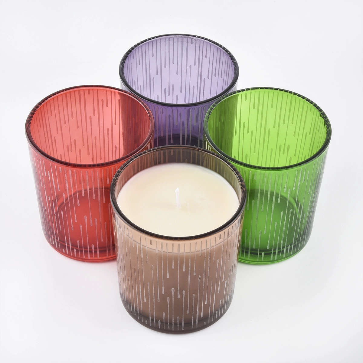 sanding glass candle jars with spraying color
