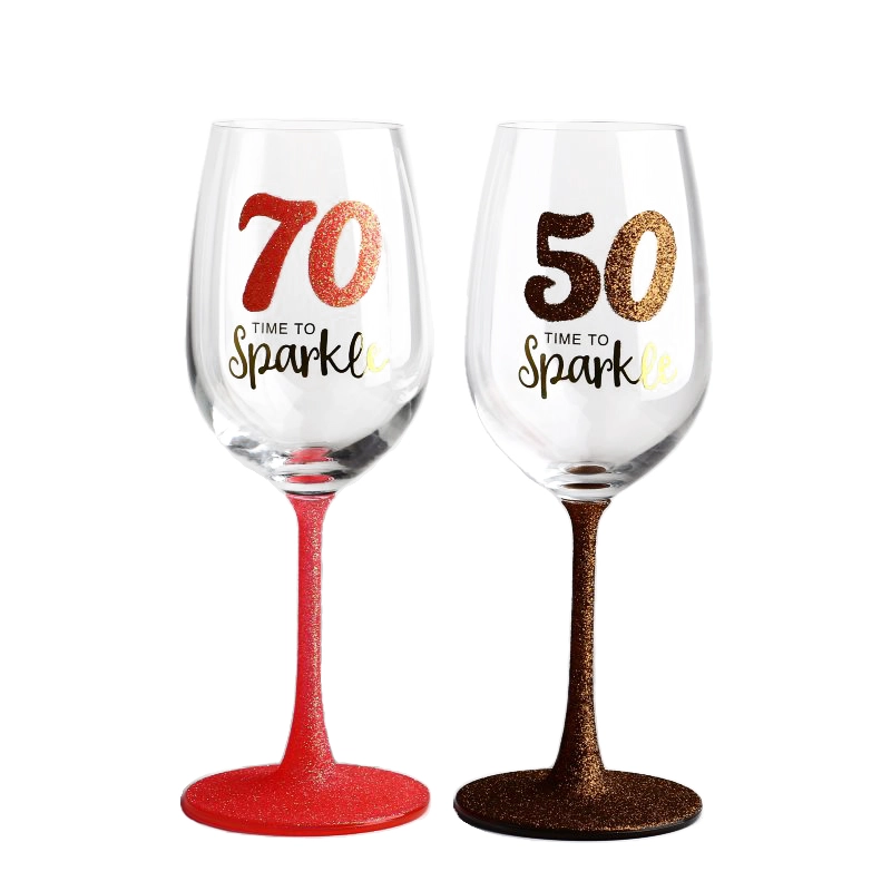 BLING UNICO all'ingrosso Bling personalizzato Calice glitter logo personalizzato in bicchiere di vino rosso per il cristallo di nozze