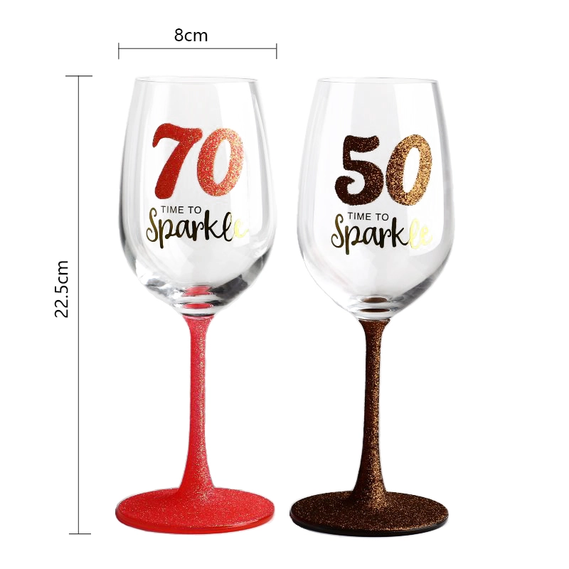 BLING UNICO all'ingrosso Bling personalizzato Calice glitter logo personalizzato in bicchiere di vino rosso per il cristallo di nozze