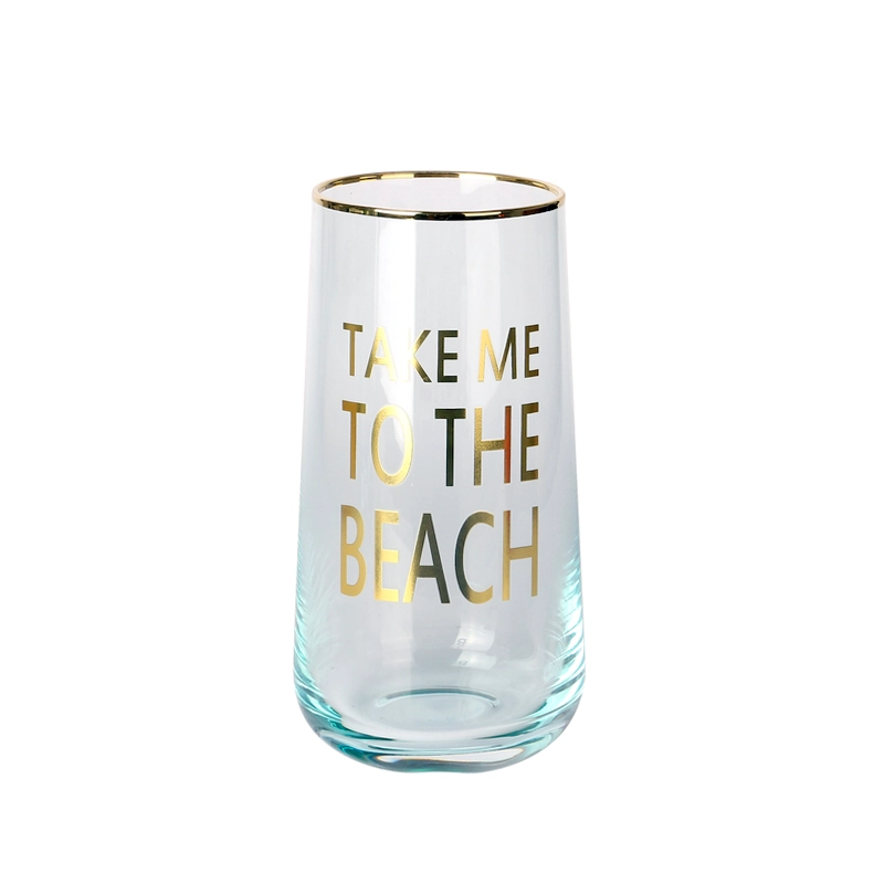 Bleu bleu vert or et or d'estampage en or Eau de décalage highball verre tasse de verre à cocktail