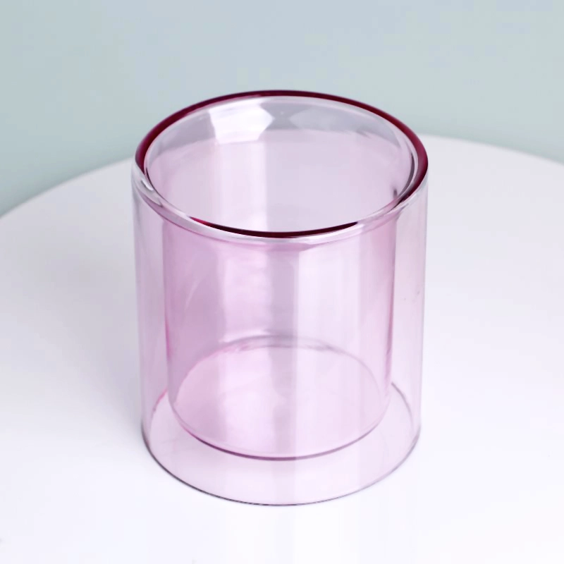 Garos de vela de vidrio de doble pared de color doble de 8 oz. velas perfumadas