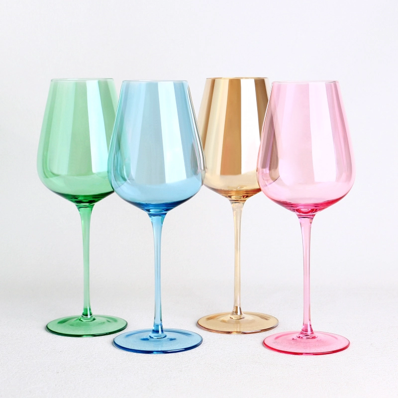 Casas de vino de cristal gratuitas de 4 colores juego para vino tinto de Burdeos con paquete de caja de regalo