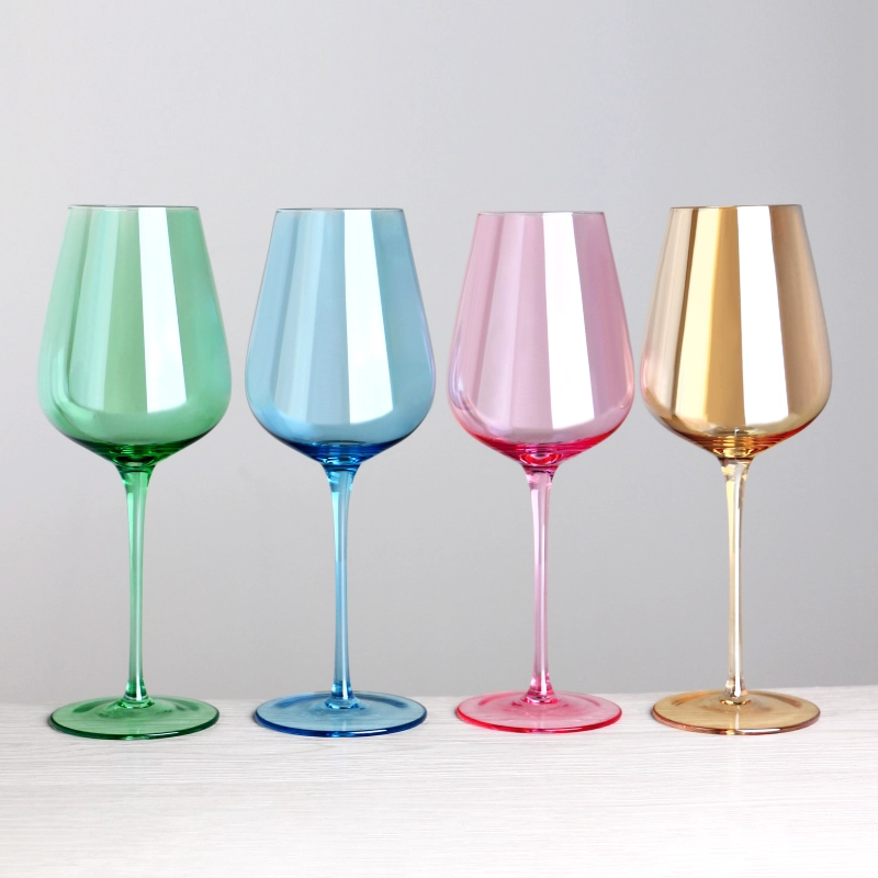Casas de vino de cristal gratuitas de 4 colores juego para vino tinto de Burdeos con paquete de caja de regalo