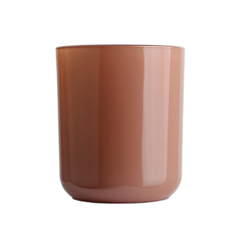 Pot de bougie en verre ambré brillant opaque à fond arrondi de 8 oz 315 ml