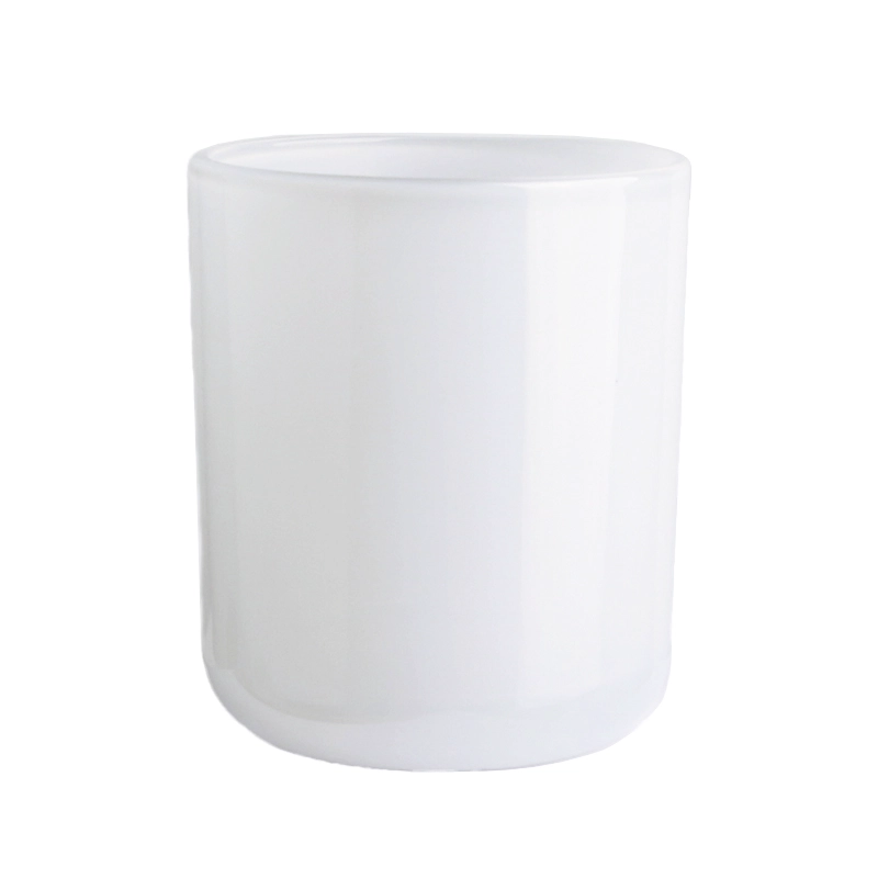 8oz 315ml ondoorzichtige, glanzende witte glazen kaarsencontainer met ronde bodem