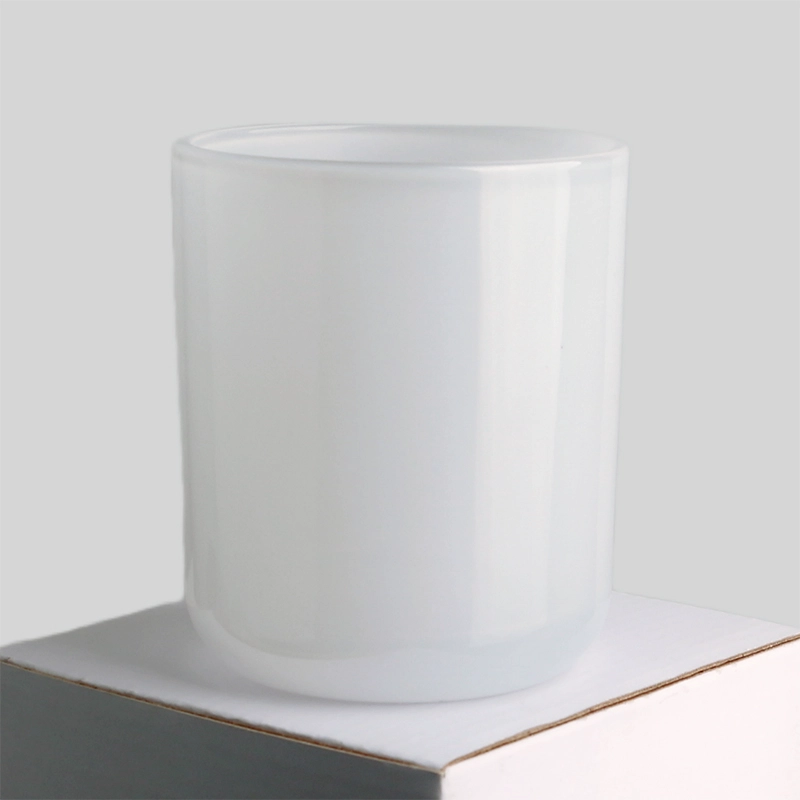 8oz 315ml ondoorzichtige, glanzende witte glazen kaarsencontainer met ronde bodem