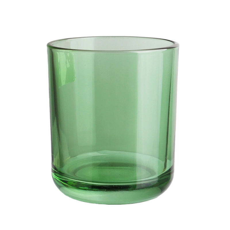 8 oz 315ml round bottom transparent green scented candle jar glassware with bamboo wooden lid