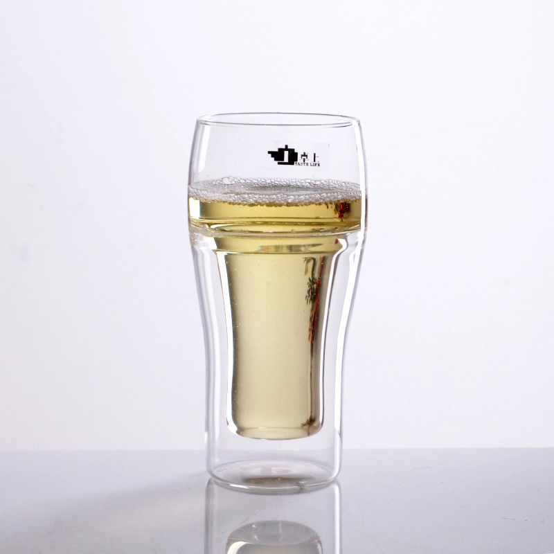275ml 9oz Insulated glass double wall pint glass tumbler for beer