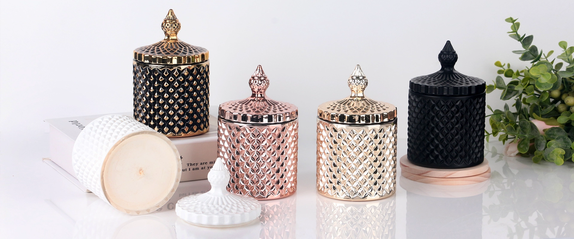 geo cut candle jar banner