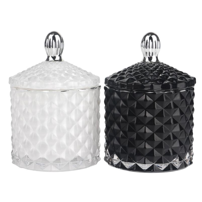 Pot de bougie en verre de petite taille noir à l'intérieur de 3 oz 115 ml avec couvercle à pointe argentée