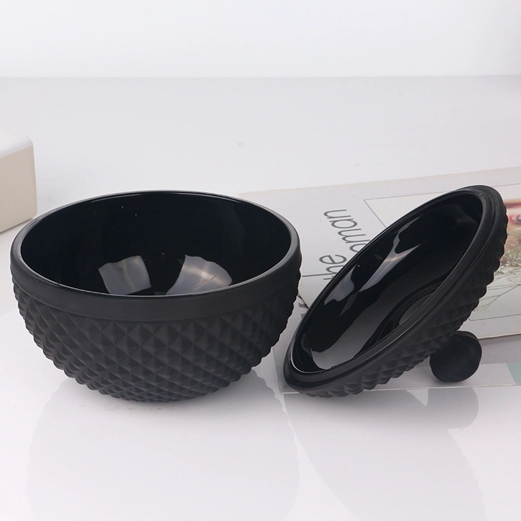 4oz 10oz colored opaque black matte geo cut diamond faceted glass candle jar with lid