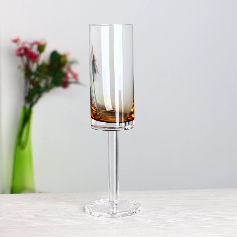 Cristal sans plomb cylindrique 150 ml 6 oz gobelets ambrés dégradés teintés flûte à champagne