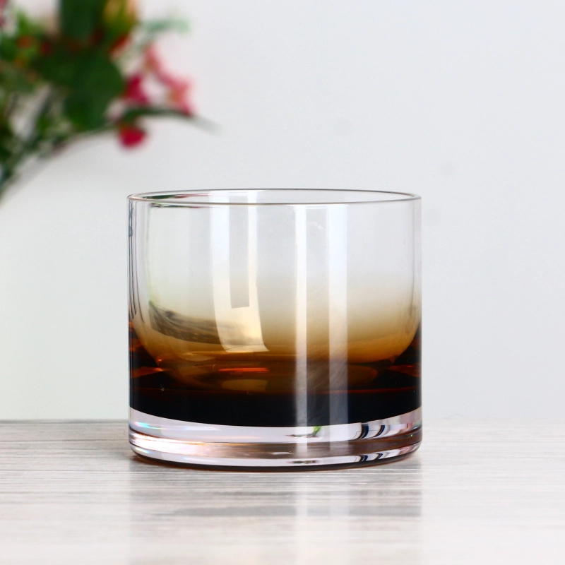 Lead free crystal cylindrical 200ml 7.5oz colored gradient brown tumbler whisky glass cup