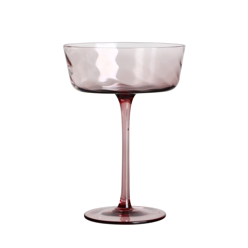 Crystal 300ml 10oz colored pink wavy coupe cocktail glass