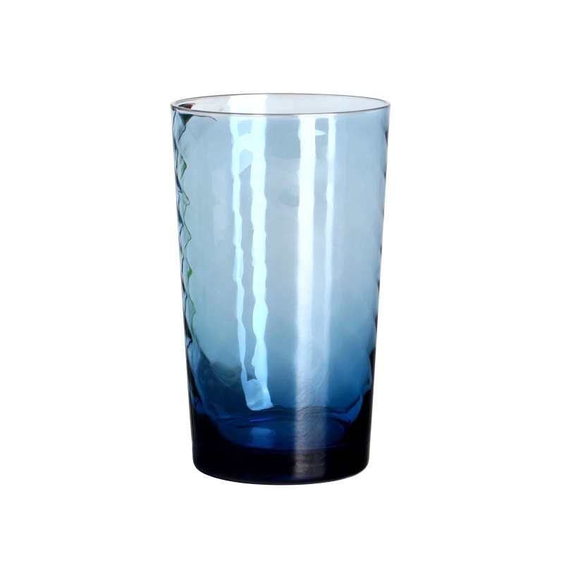 16oz tinted transparent blue wave glass tumbler