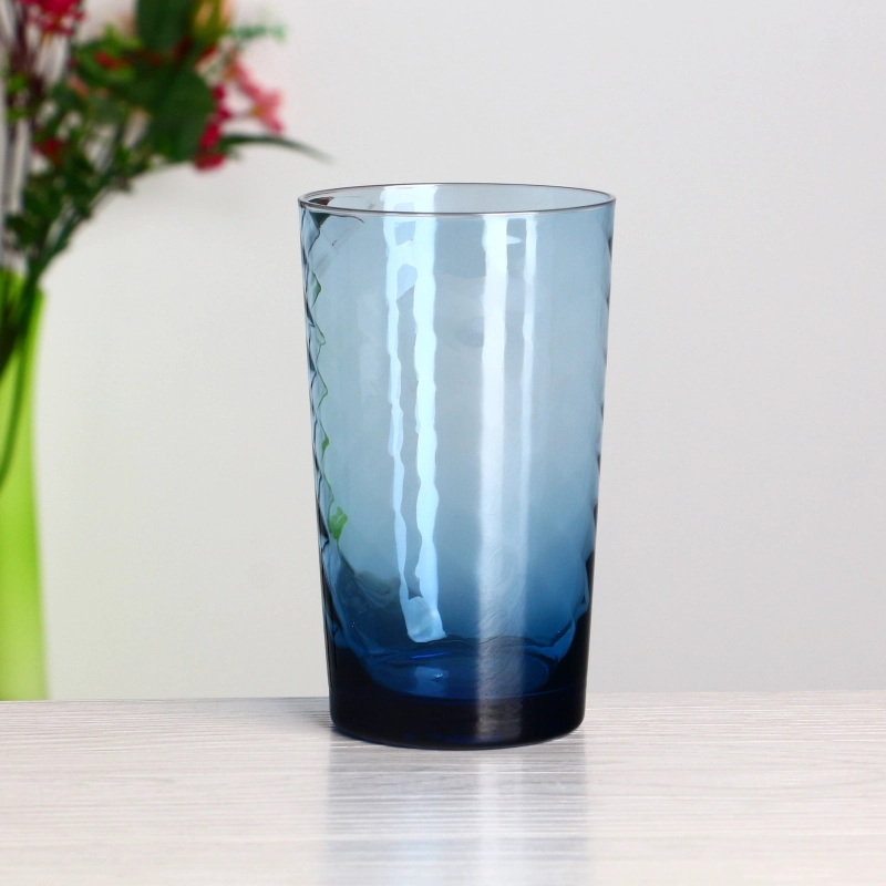 16oz tinted transparent blue wave glass tumbler
