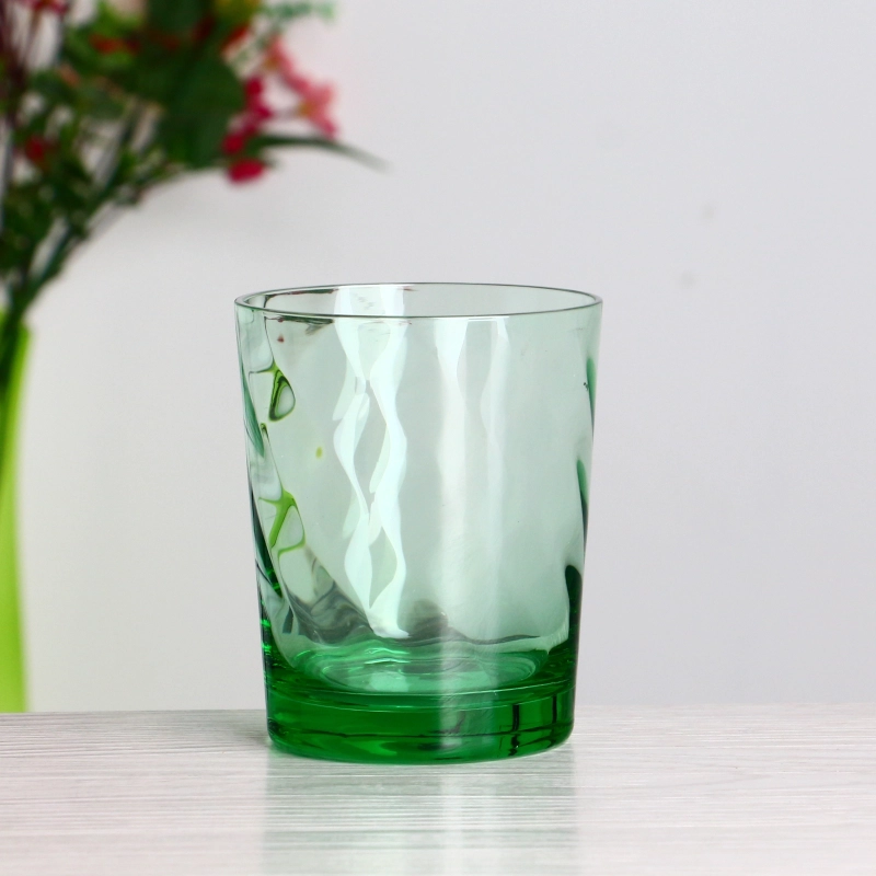 Tasse de gobelet en verre à vagues vertes transparentes de 10 oz en couleur de 10 oz