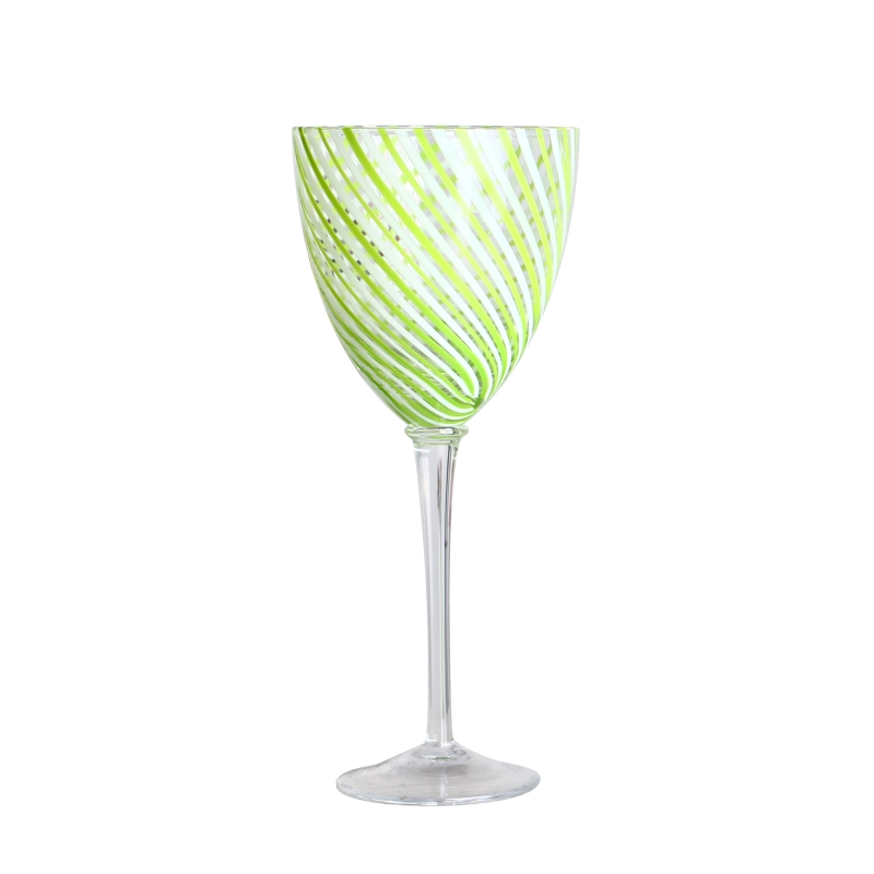 Crystal libre de plomb 350 ml 12 oz gobelets verts à rayures Verre de vin blanc