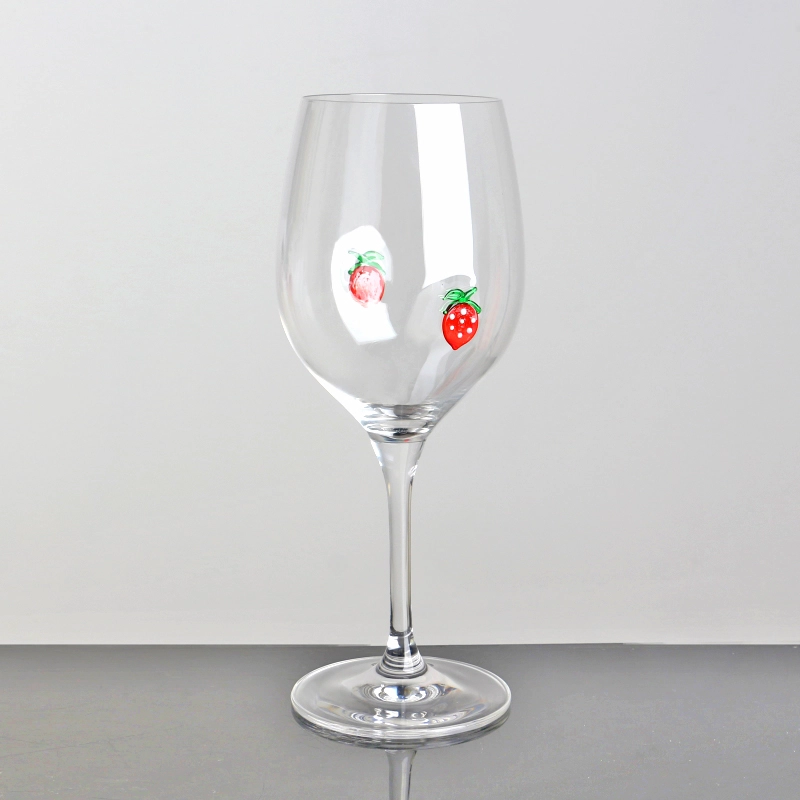 Handcraft Eco-friendly Strawberry Inlay Decoration 475ml 16oz Wine Glasses