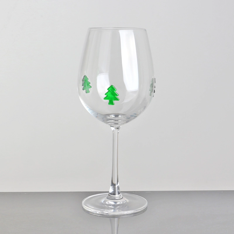 Handcraft Eco-friendly Pine Tree Inlay Decoration Big Size 565ml 19oz Wine Glasses