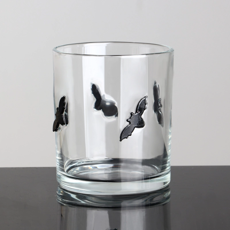 La vela de cristal de la decoración clara de lujo del pájaro del embutido sacude 8oz 10oz 14oz con la tapa de madera de bambú del corcho