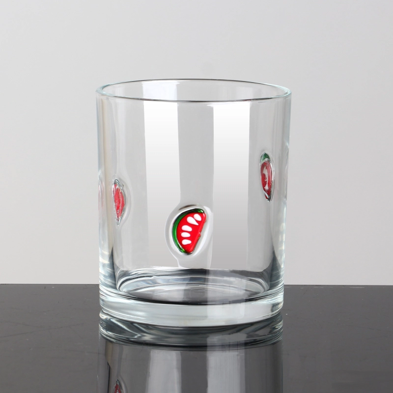 8 Unzen 10 Unzen klare Inlay-Wassermelonen-Dekor-Kerzengläser leere Glas-Luxusbehälter mit Deckel für Hochzeitsdekoration
