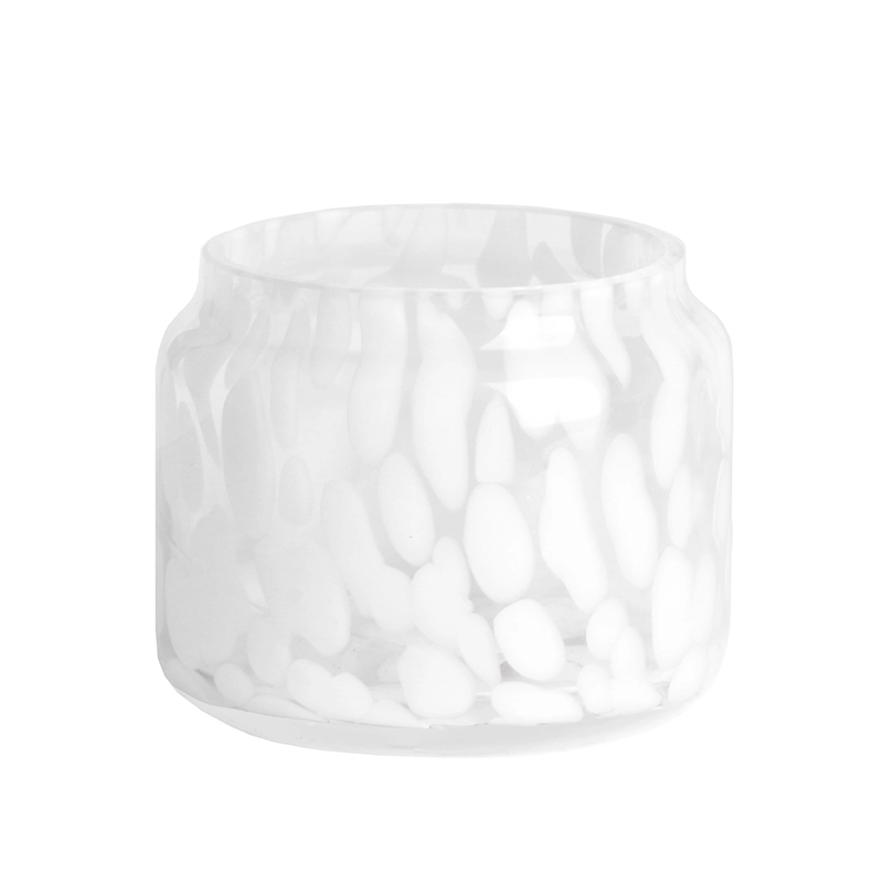 El sanatları 250 ml 7 oz leopar beyaz benekli Konfeti cam mum kavanozu