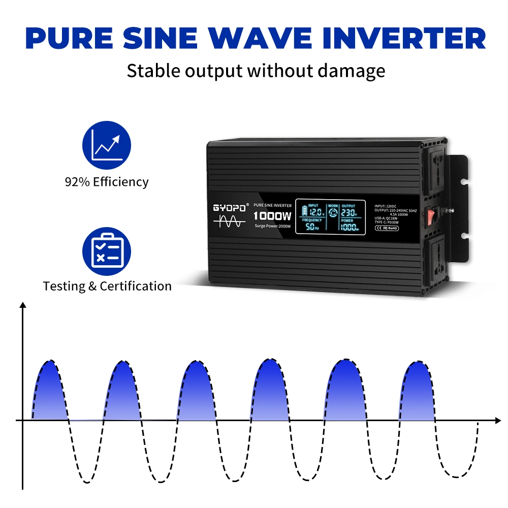 12V 220V 1000W Pure Sine Power Inverter