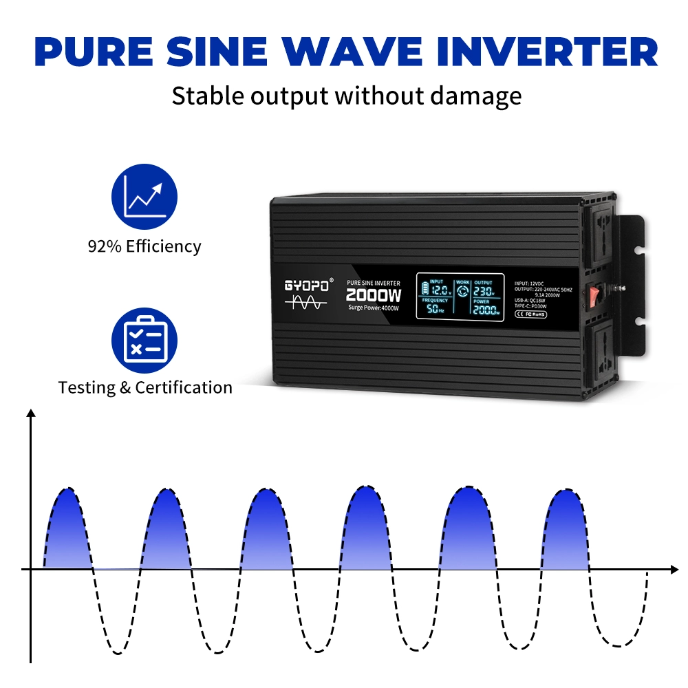 12V 220V 2000W Pure Sine Power Inverter