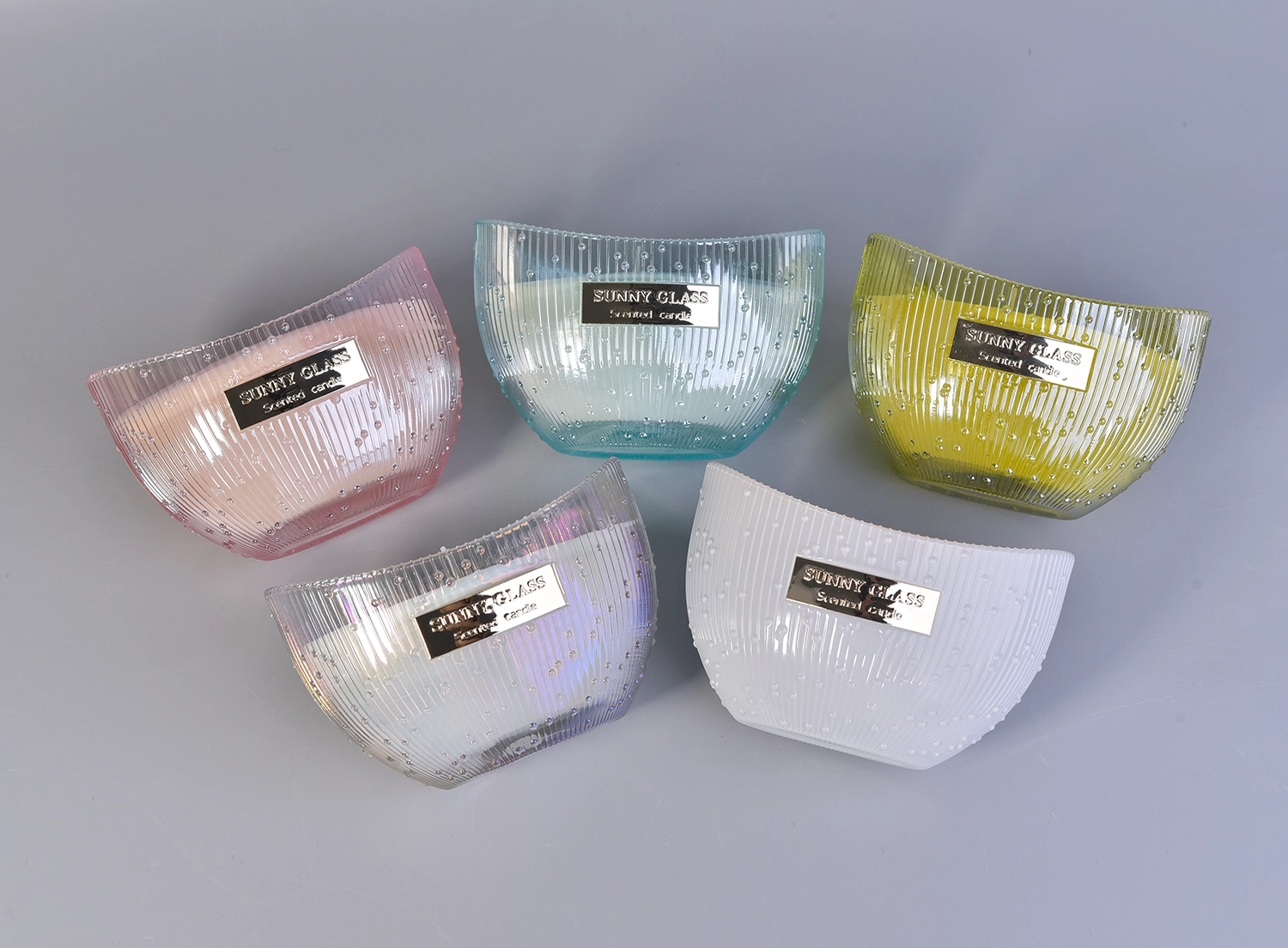 Luxury iridescent boat shape glass candle holder from Sunny 