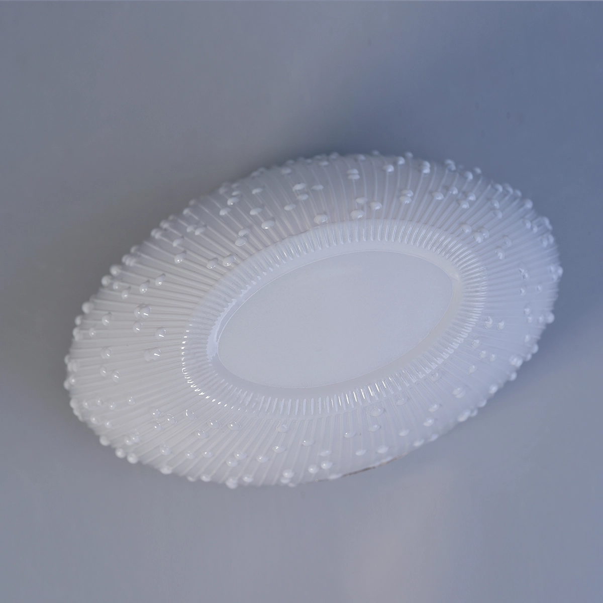 Spray white and electroplating boat shape glass candle holder from Sunny Glassware