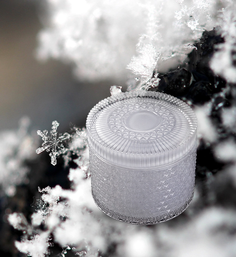 25oz 720ml luxury glass candle jars and lids wholesale snowflake pattern design 25oz 720ml luxury glass candle jars and lids wholesale snowflake pattern design