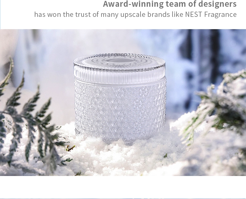 25oz 720ml luxury glass candle jars and lids wholesale snowflake pattern design 25oz 720ml luxury glass candle jars and lids wholesale snowflake pattern design