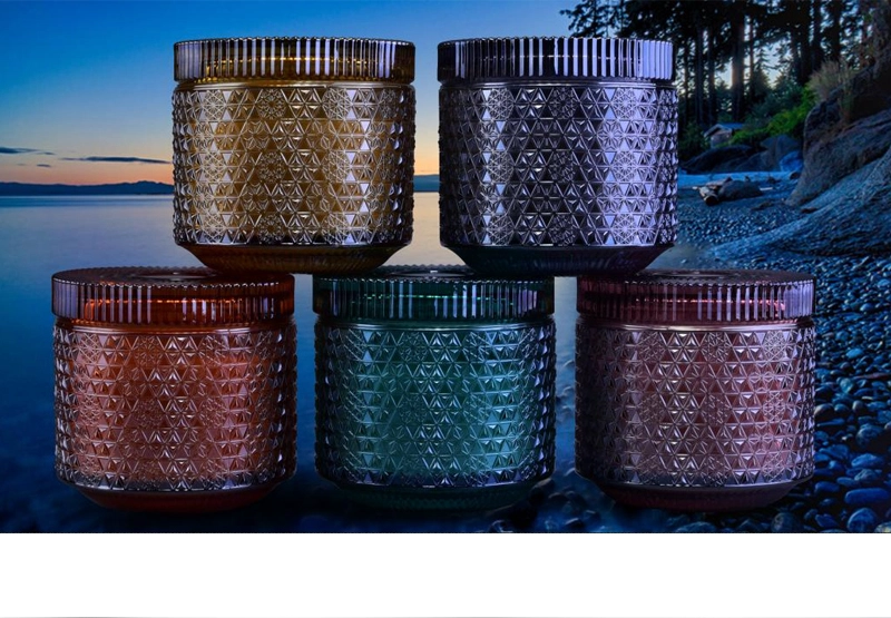 25oz 720ml luxury glass candle jars and lids wholesale snowflake pattern design 25oz 720ml luxury glass candle jars and lids wholesale snowflake pattern design